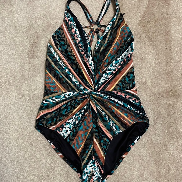 MAGICSUIT women’s striped DREW twist knot / one piece swimsuit statement back 12 - Picture 3 of 12